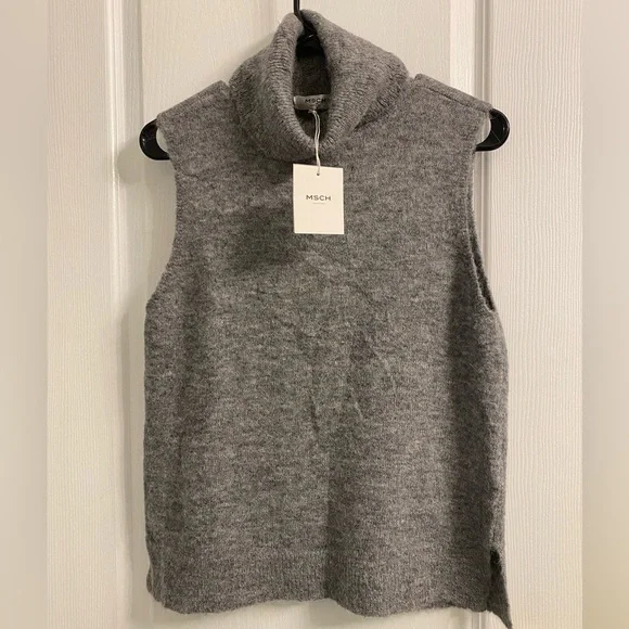 NWT MSCH Copenhagen Femme Alpaca Vest Grey Turtleneck Alpaca Wool Blend Size M/L - Picture 9 of 13